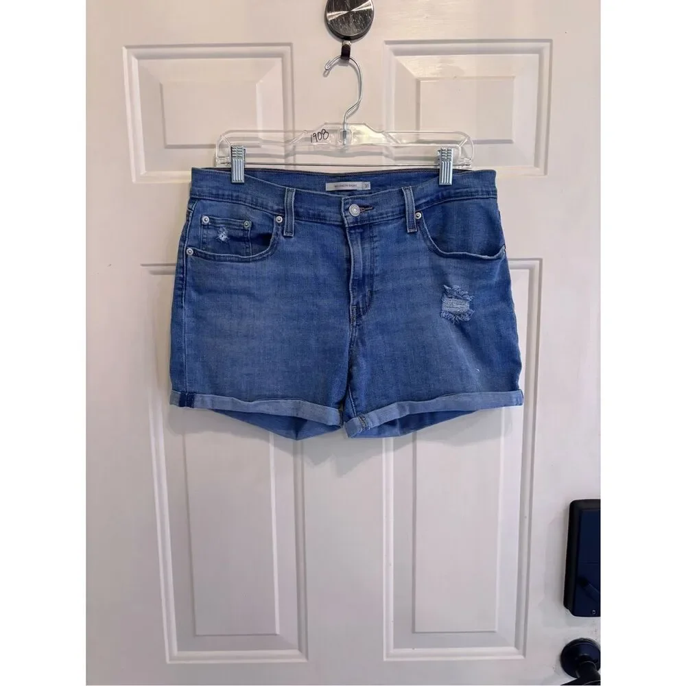 Levi's Blue Rolled Cuff Denim Shorts